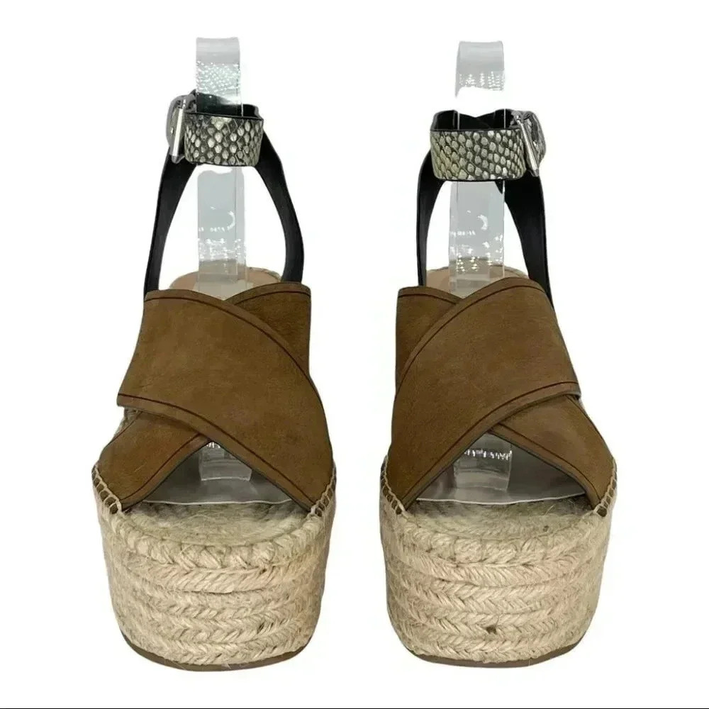 Dolce Vita Carsie Olive Nubuck Leather Espadrille Platform Womens Sandals - Picture 4 of 13